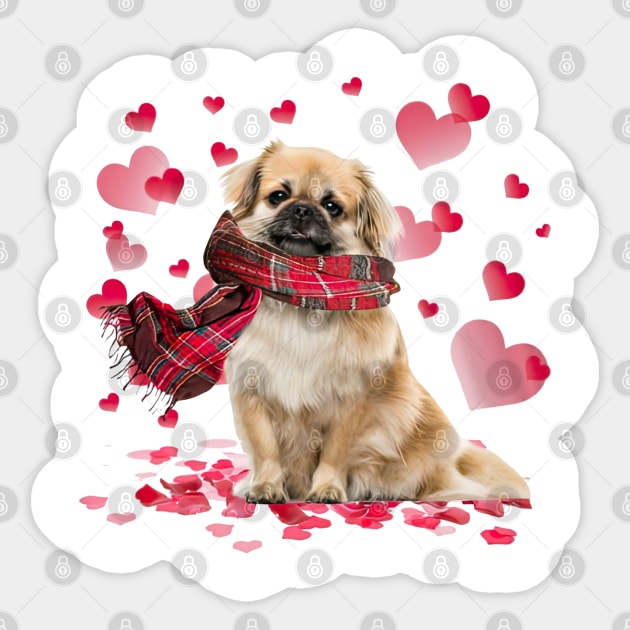 Tibetan Spaniel Hearts Love Happy Valentine's Day Sticker by cyberpunk art